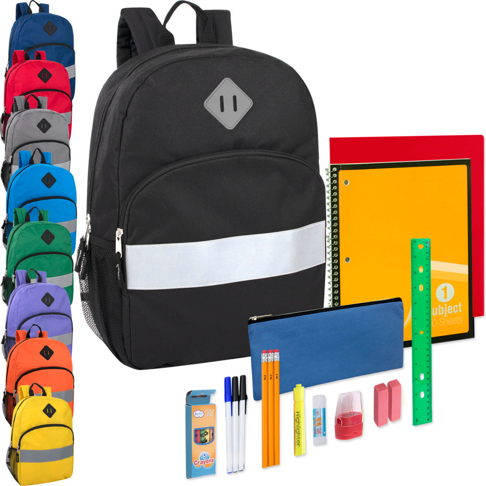 Trailmaker Safety Backpack School Supplies Kits, Assorted Colors, Pack Of 24 Kits