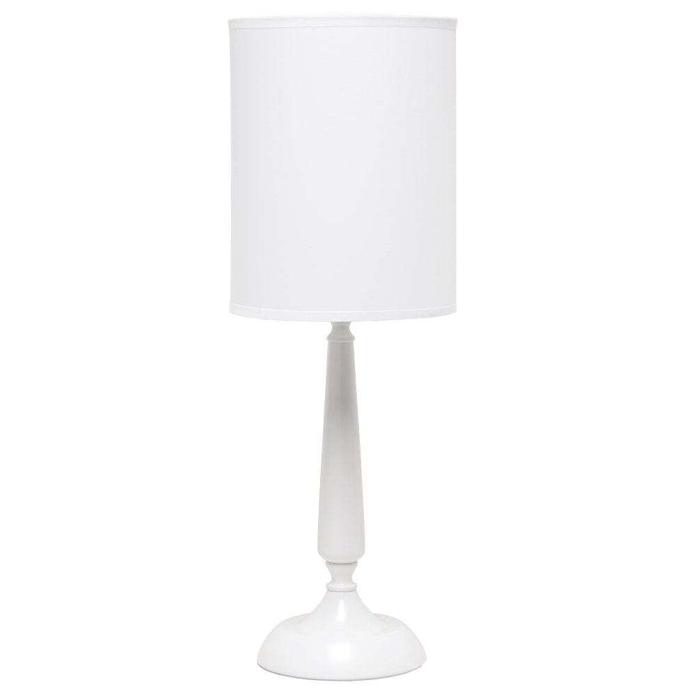 Simple Designs Traditional Candlestick Table Lamp, 22-3/4inH, White Shade/White Base