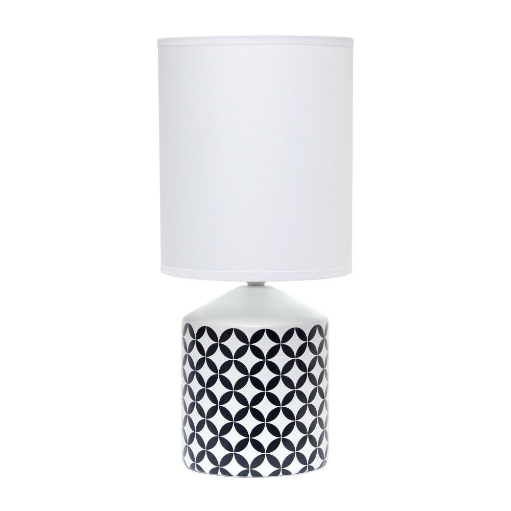 Simple Designs Fresh Prints Table Lamp, 18-1/2inH, White Shade/White With Black Coin Pattern Base