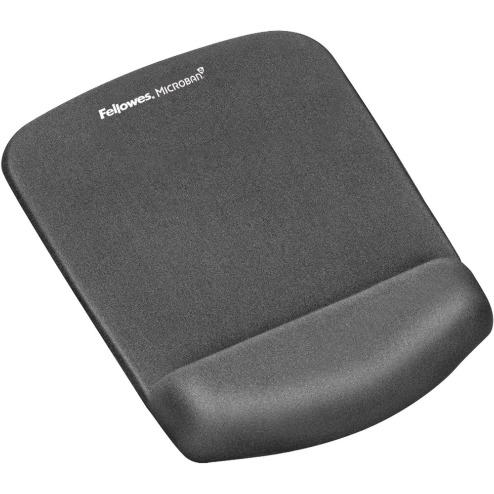 Fellowes PlushTouch Mouse Pad Wrist Rest with Microban - Graphite - 1in x 7.3in x 9.4in Dimension - Graphite - Polyurethane, Foam - Wear Resistant, Tear Resistant, Skid Proof