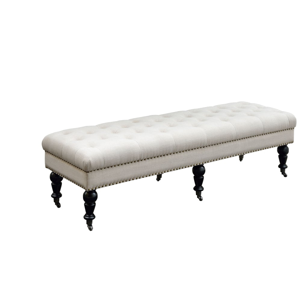 Linon Liza Bench, 17-3/4inH x 62inW x 19-3/5inD, Natural/Dark Espresso