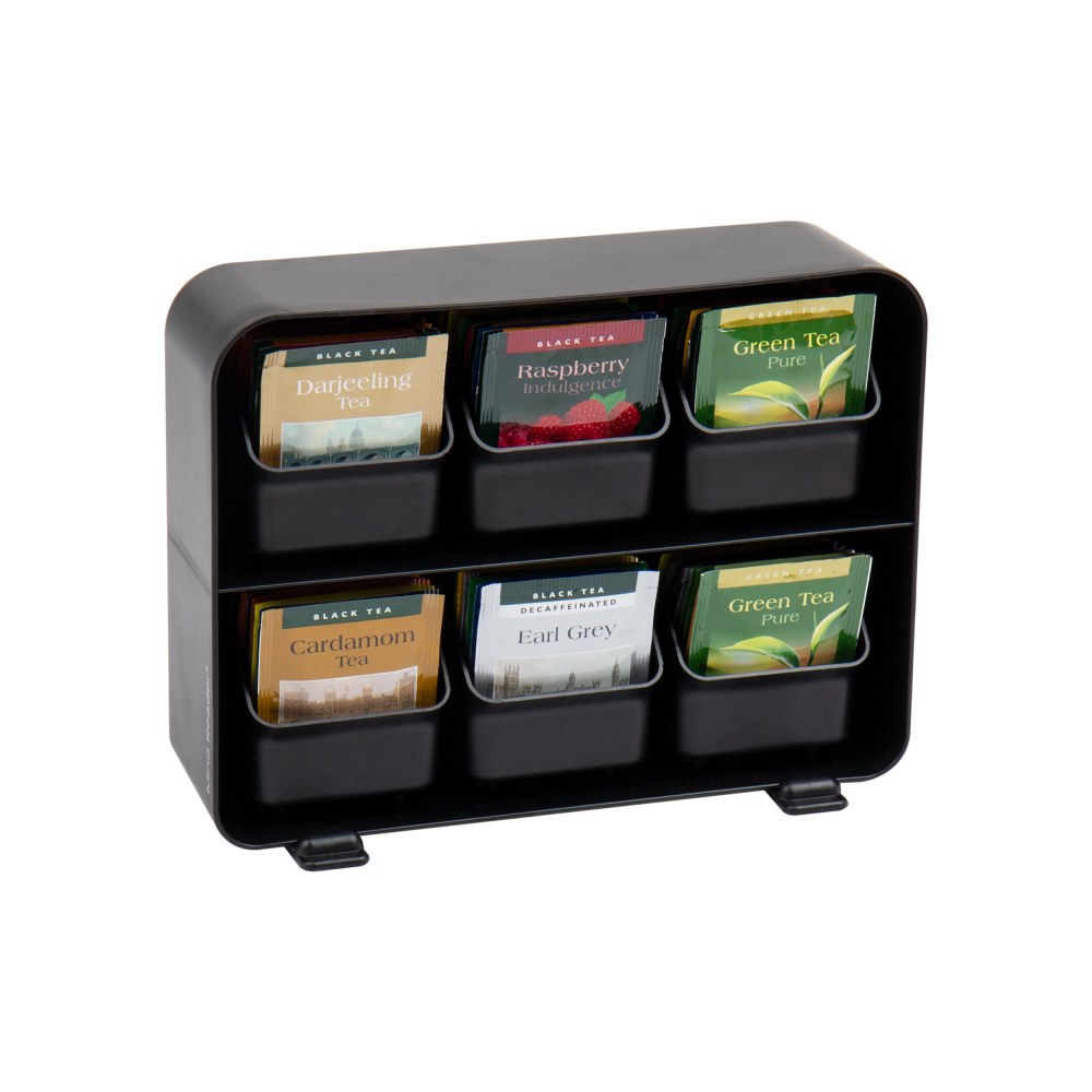 Mind Reader Anchor Collection 6-Drawer Removable Tea Bag Organizer, 7-3/4inH x 10-1/4inW x 3-1/4inL, Black