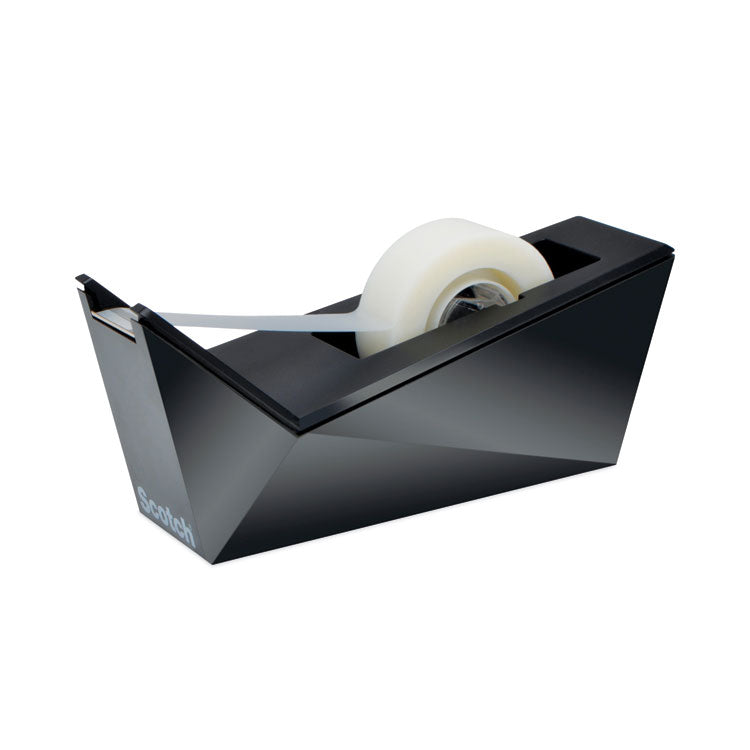 Facet Design One-Handed Dispenser With One Roll Of Tape, 1" Core, Plastic, Black
