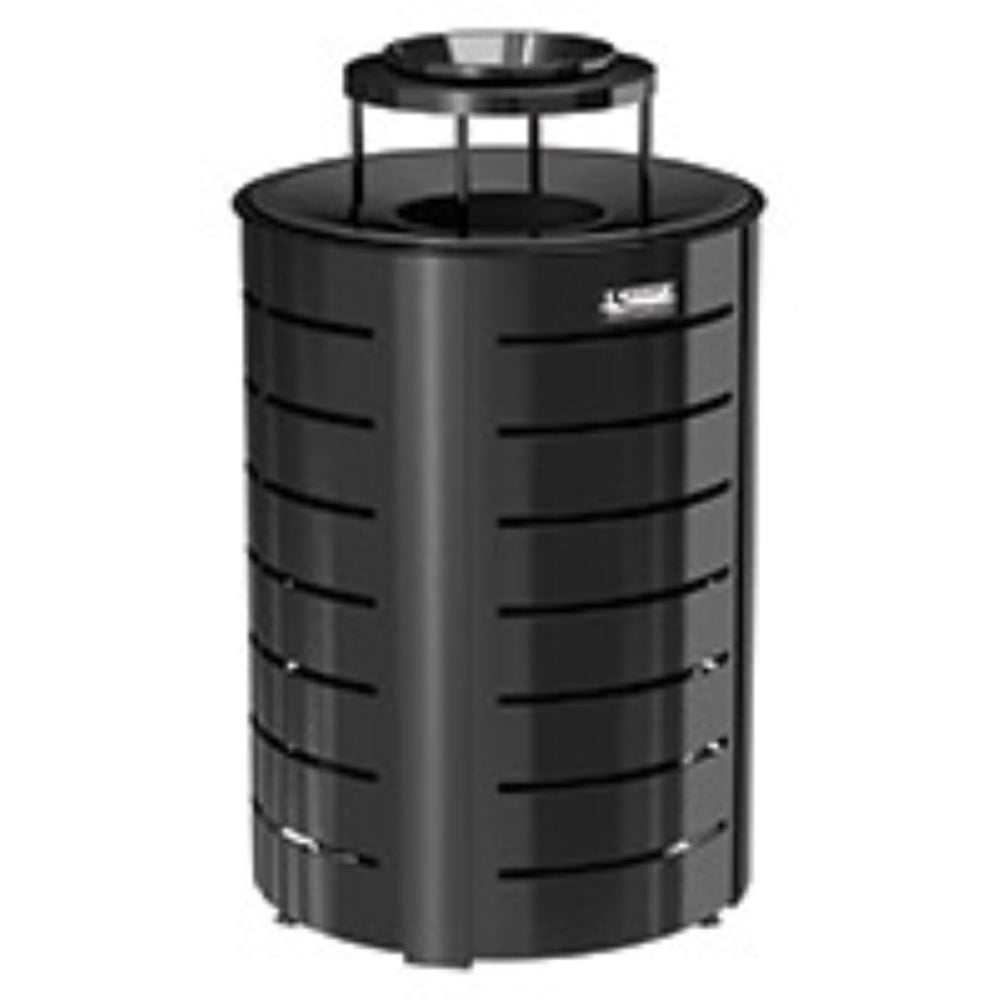 Suncast Commercial Metal Trash Can With Lid, 35-Gallon, Black