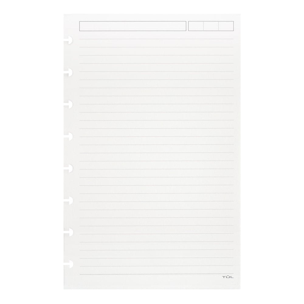 TUL Discbound Refill Pages, Junior Size, Narrow Ruled, 50 Sheets, White
