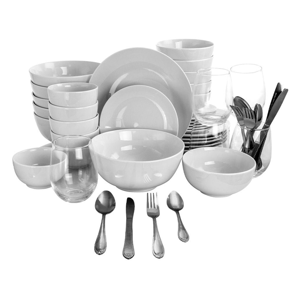 Gibson All U Need Ceramic 60-Piece Dinnerware Combo Set, White