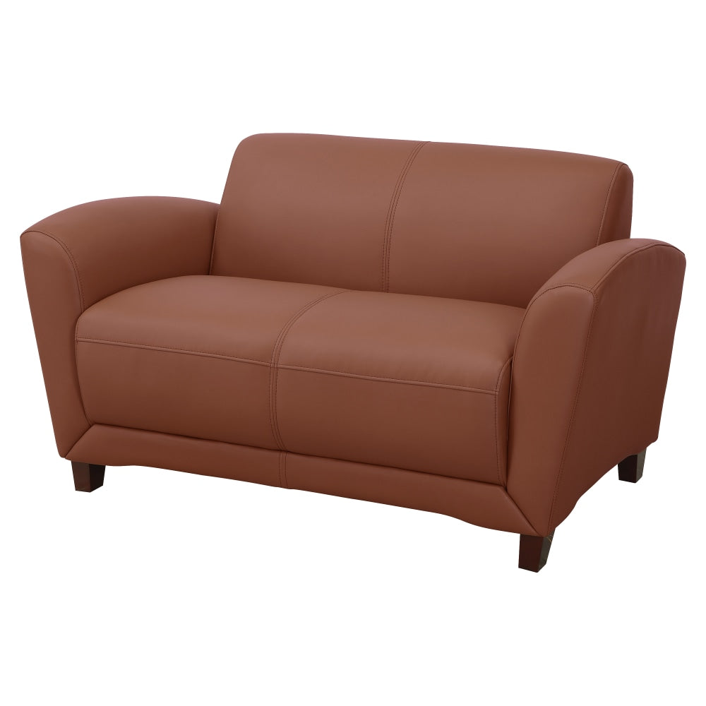 Lorell Accession Bonded Leather Reception Loveseat, British Tan