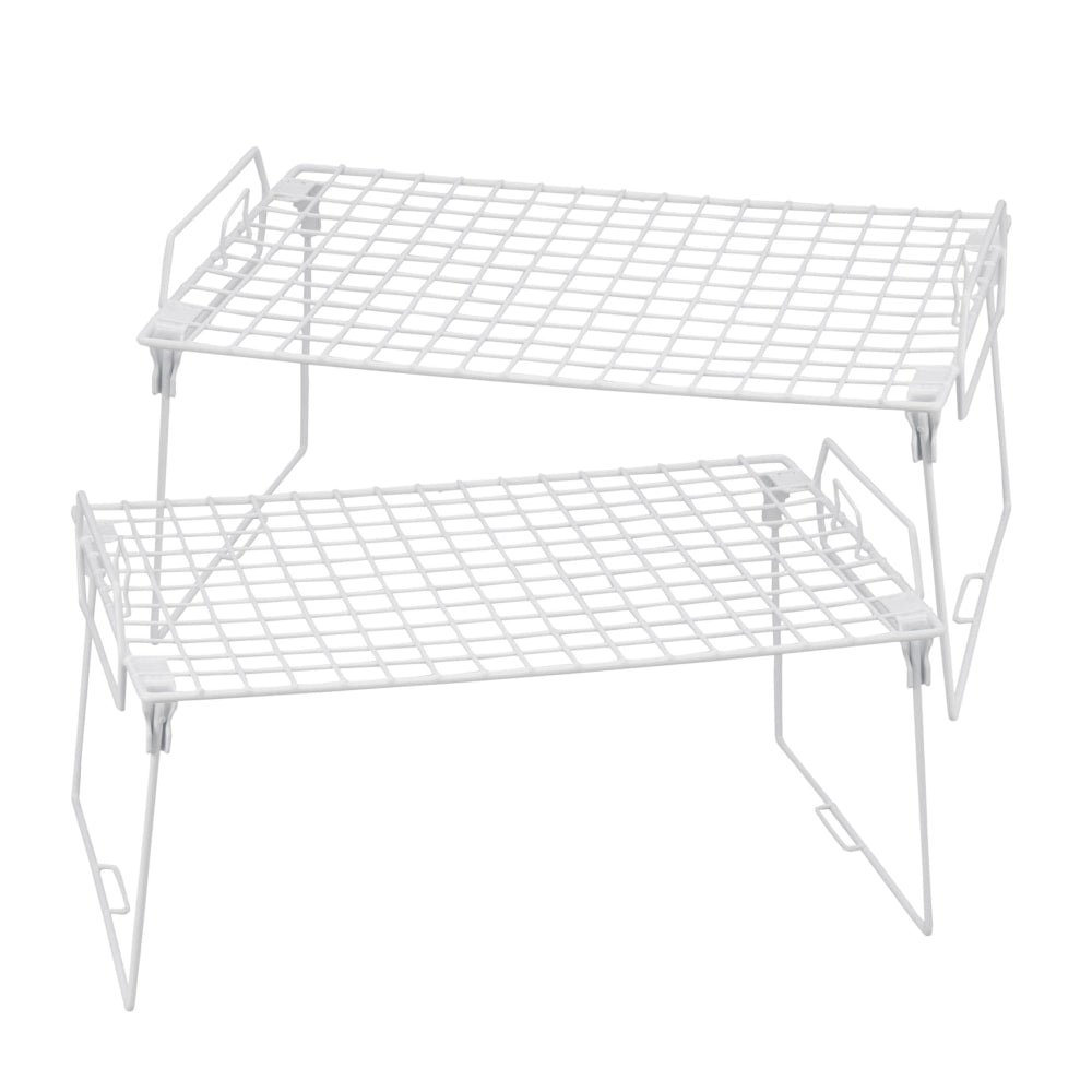Honey-Can-Do Lock And Link Kitchen Organizer Racks, 8inH x 15 3/4inW x 9 3/4inD, White, Set Of 2
