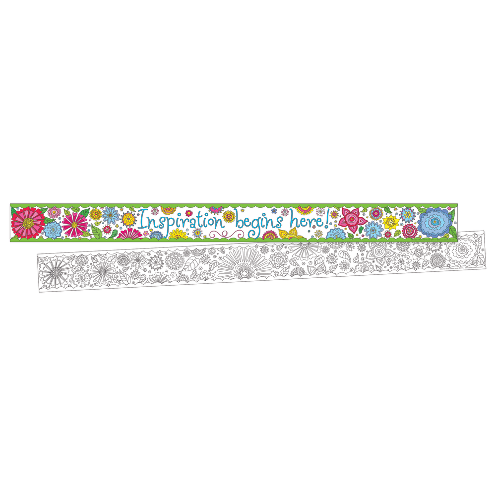 Barker Creek Double-Sided Border Strips, 3in x 35in, Color Me In My Garden, Set Of 24