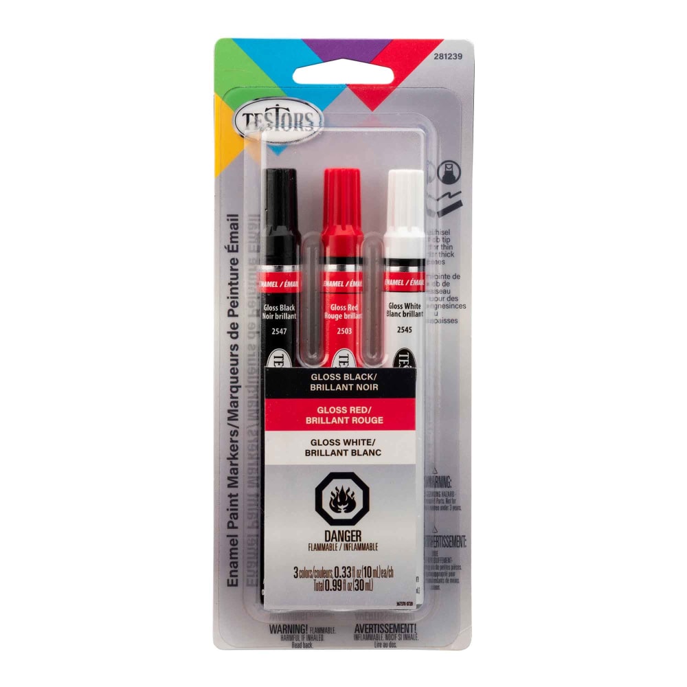 Testors 3-Piece Enamel Paint Markers Kit, Gloss, Pack Of 4 Kits