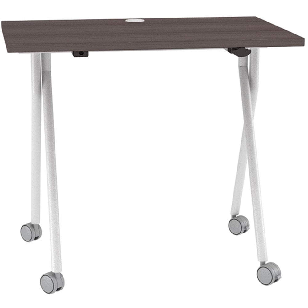 Boss Office Products 36inW Flip-Top Folding Training Table, Driftwood/Silver