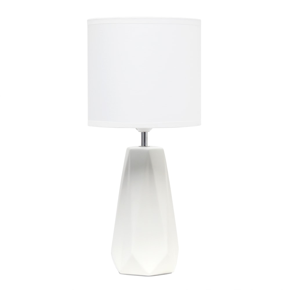 Simple Designs Ceramic Prism Table Lamp, 17-1/2inH, White Shade/Off-White Base