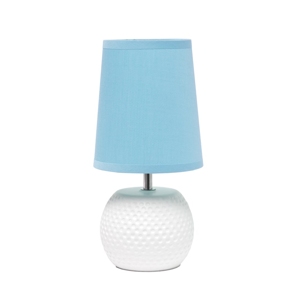 Simple Designs Studded Texture Ceramic Table Lamp, 11-3/8inH, Blue Shade/White Base