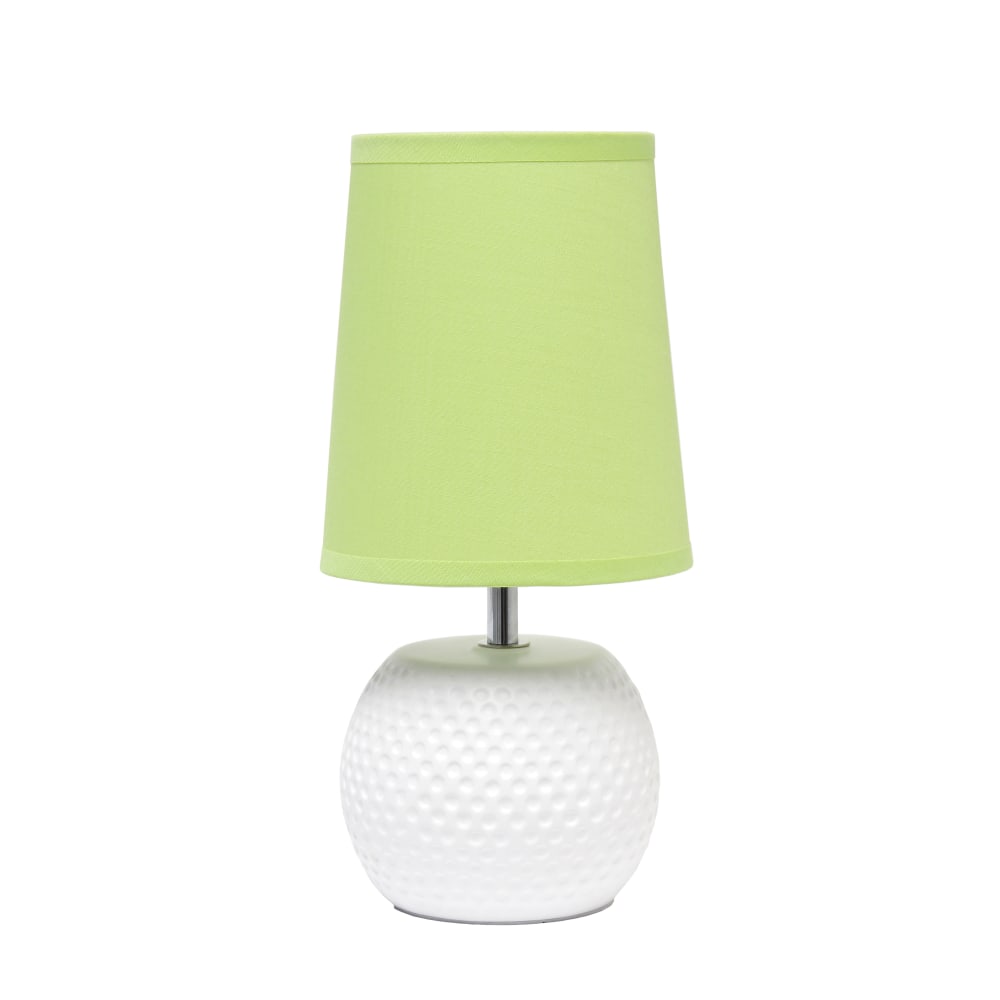 Simple Designs Studded Texture Ceramic Table Lamp, 11-3/8inH, Green Shade/White Base