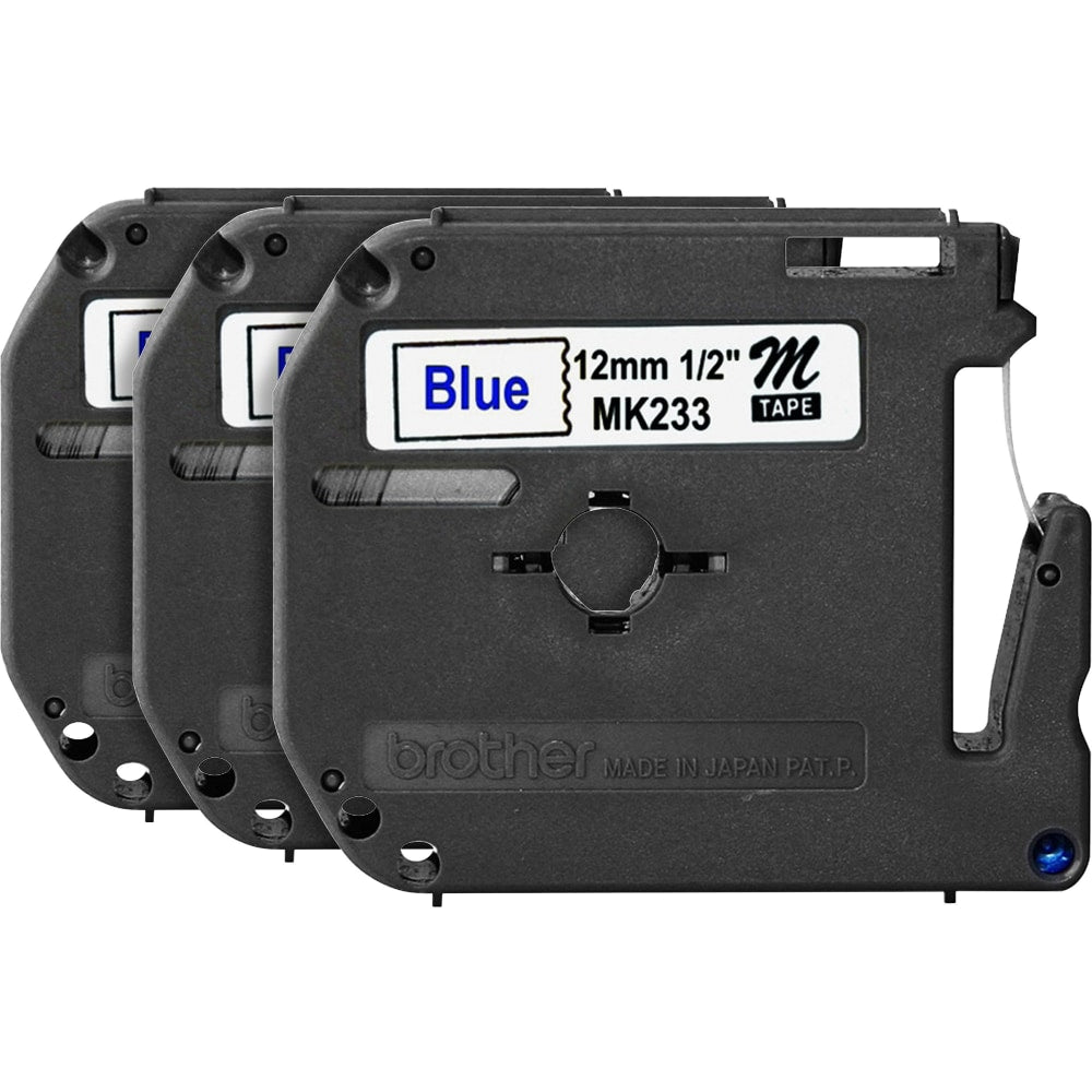 Brother P-touch Nonlaminated M Series Tape Cartridge - 1/2in Width x 26 1/5in Length - Rectangle - Direct Thermal - White - 3 / Bundle - Self-adhesive, Non-laminated
