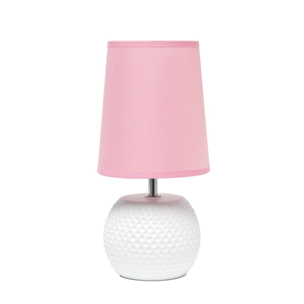 Simple Designs Studded Texture Ceramic Table Lamp, 11-3/8inH, Pink Shade/White Base