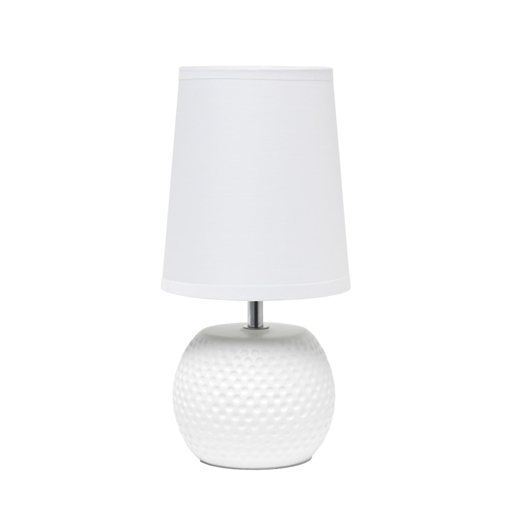 Simple Designs Studded Texture Ceramic Table Lamp, 11-3/8inH, White Shade/White Base