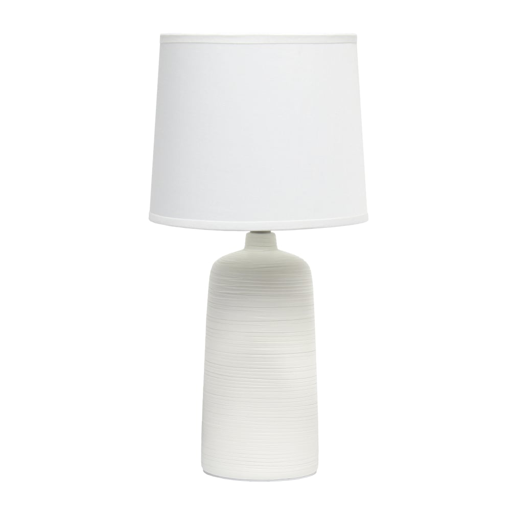 Simple Designs Textured Linear Ceramic Table Lamp, 15-3/4inH, White Shade/Off-White Base