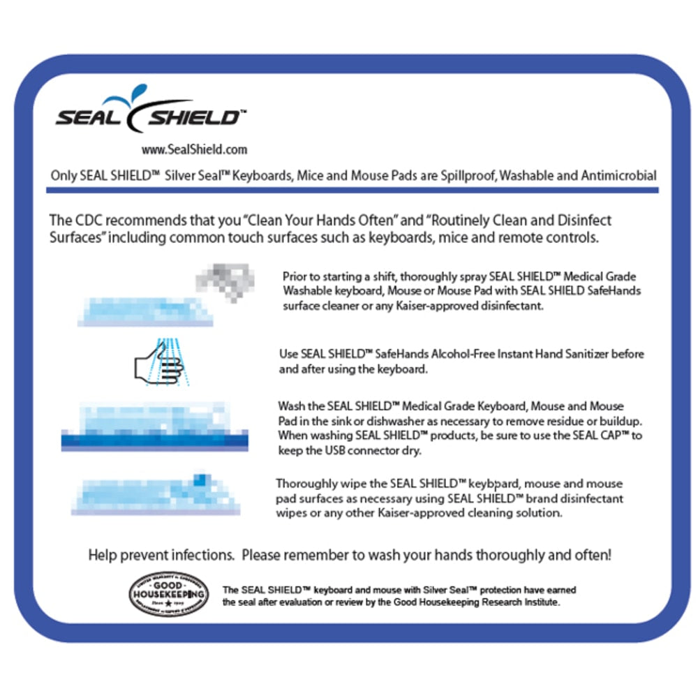 Seal Shield Medical Grade Antibacterial Mouse Pad - Plastic - Water Proof - 10 Pack