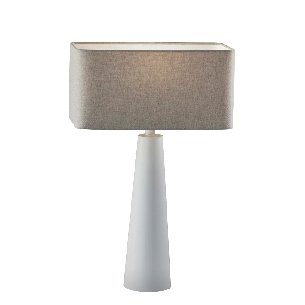 Adesso Lillian Table Lamp, 25-1/2inH, Soft Taupe Shade/White Base