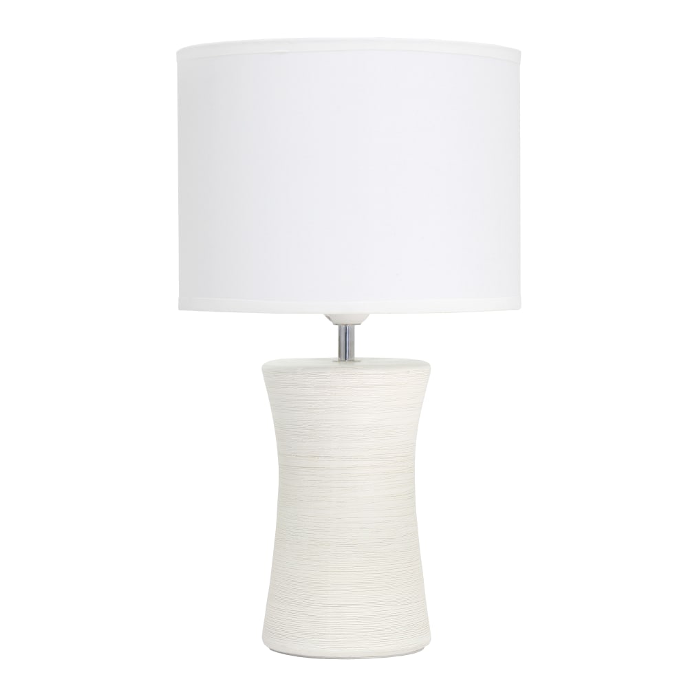 Simple Designs Ceramic Hourglass Table Lamp, 16-1/2inH, White Shade/Off-White Base