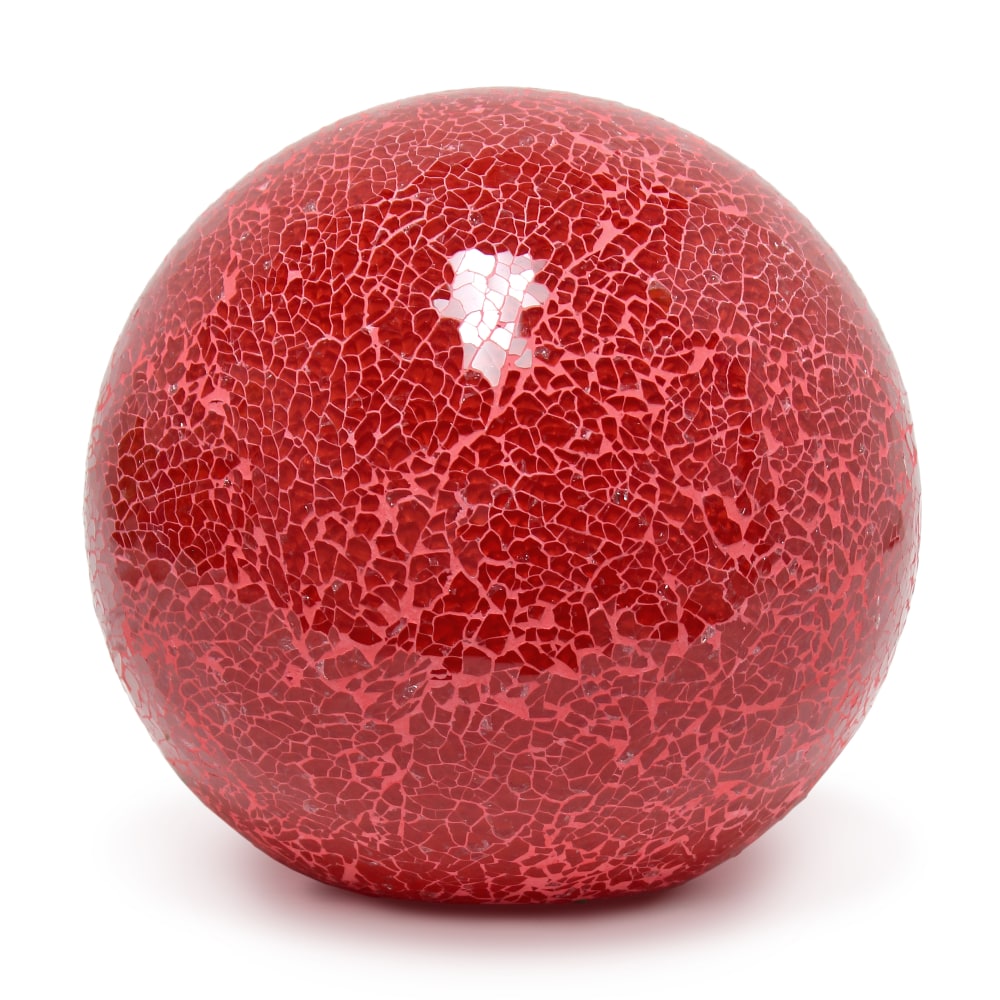 Simple Designs 1-Light Mosaic Stone Ball Table Lamp, 7-3/4inH, Red