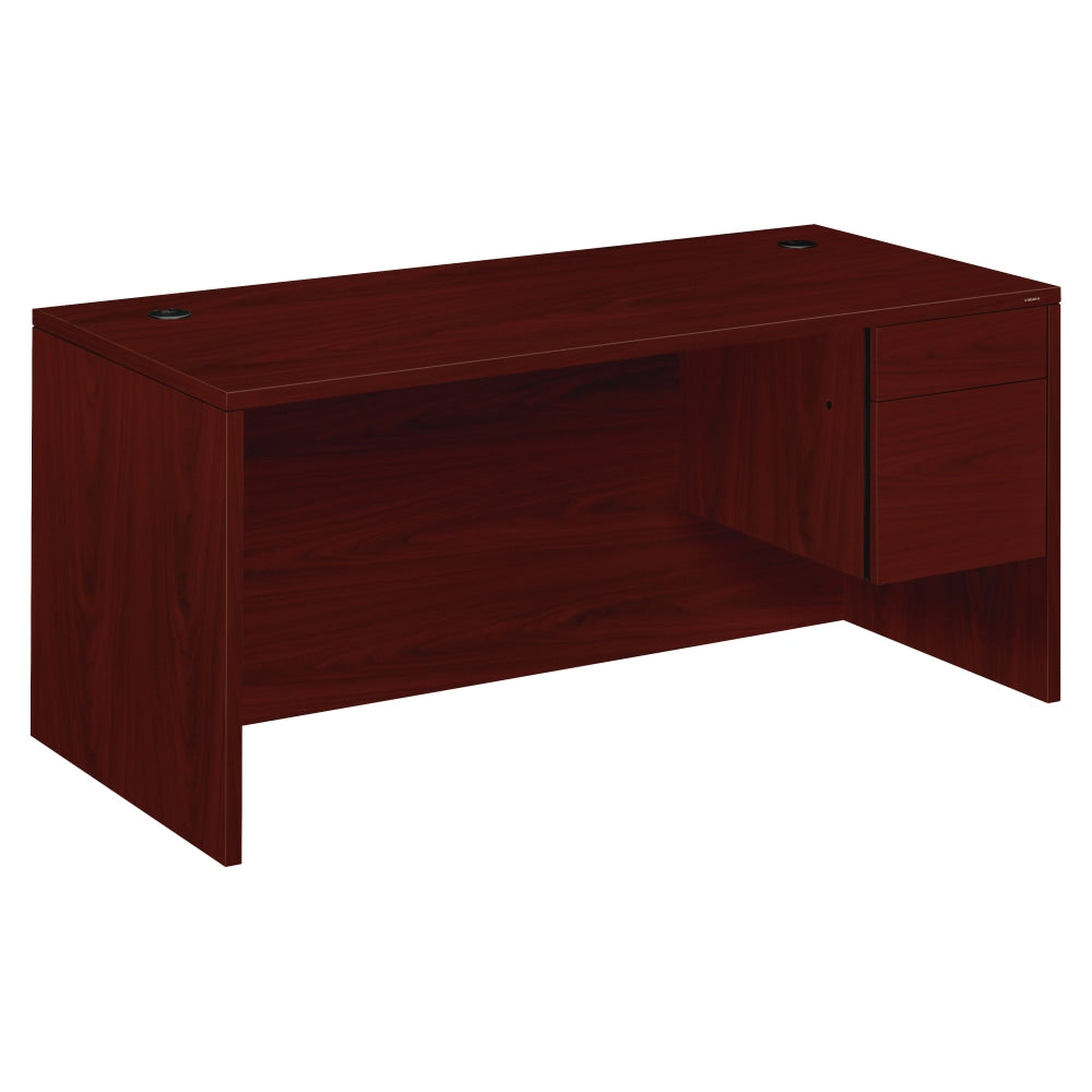 HON 10500 66inW Workstation Computer Desk With Left Return, Mahogany