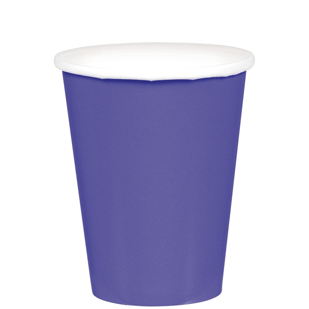 Amscan 68015 Solid Paper Cups, 9 Oz, Purple, 20 Cups Per Pack, Case Of 6 Packs