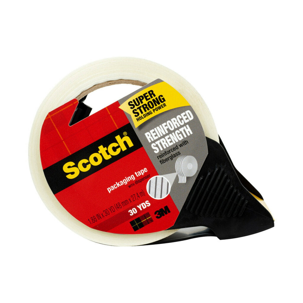 Scotch Reinforced Strength Strapping Packaging Tape, 1-15/16in x 30 Yd, Clear