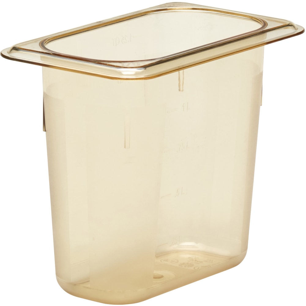 Cambro H-Pan High-Heat GN 1/9 Food Pans, 6inH x 4-1/4inW x 6-15/16inD, Amber, Pack Of 6 Pans