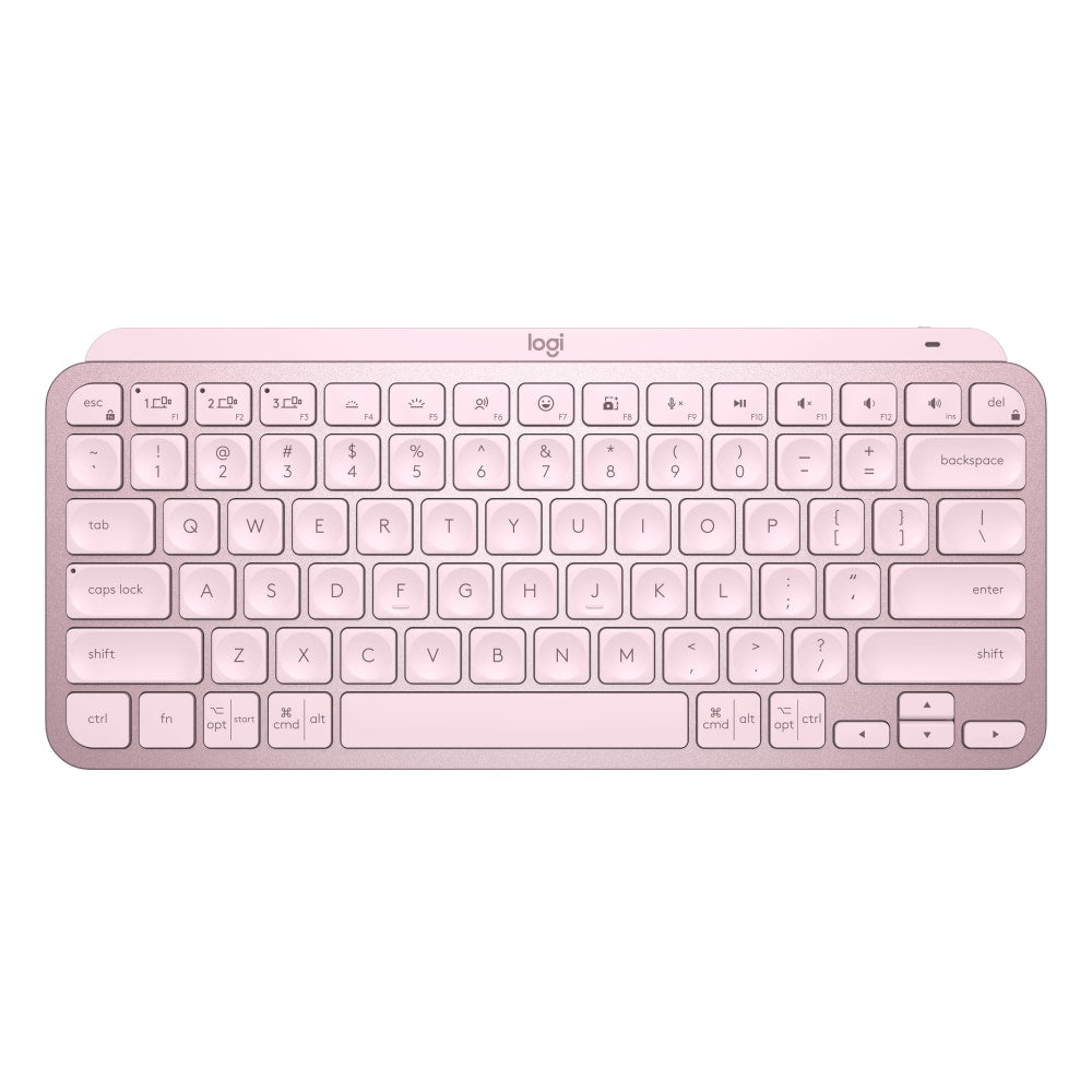 Logitech MX Keys Mini (Rose) - Wireless Connectivity - Bluetooth - 32.81 ft - USB Interface Emoji, Dictation, Mute Hot Key(s) - ChromeOS - Desktop Computer, Notebook - PC, Mac - MX Keyswitch - Rose