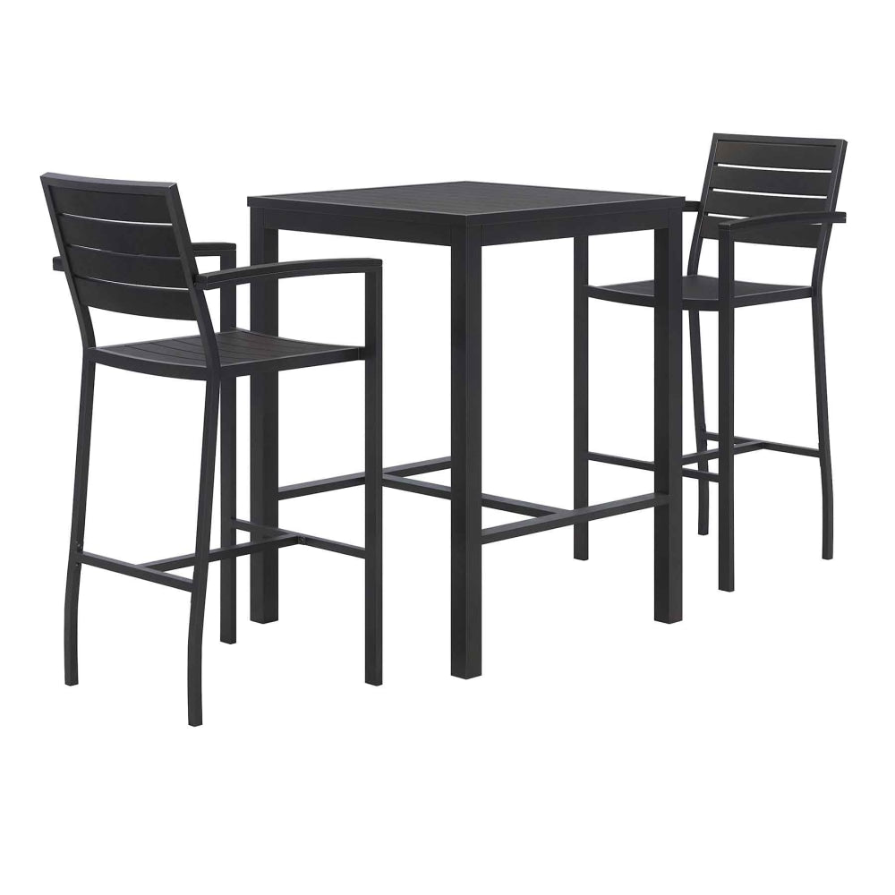 KFI Studios Eveleen 3-Piece Outdoor Patio Set, 33-13/16inH x 36inW x 36inD, White Table, White/Gray Chairs