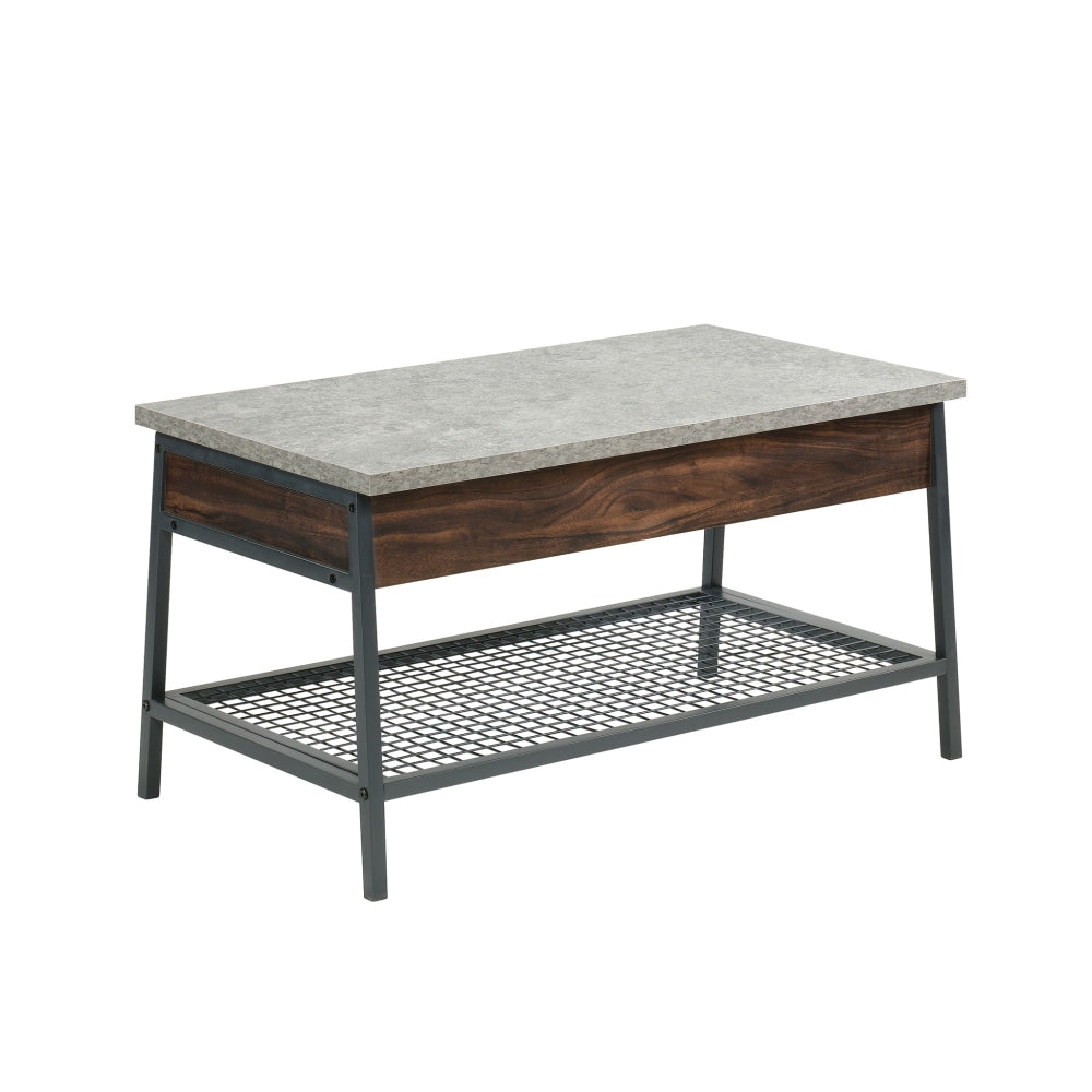 Sauder Market Commons Lift-Top Coffee Table, 23inH x 35inW x 19inD, Rich Walnut/Slate Gray