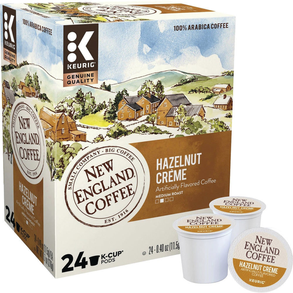 New England Coffee K-Cups, Medium Roast, Hazelnut Creme, Box Of 24 K-Cups