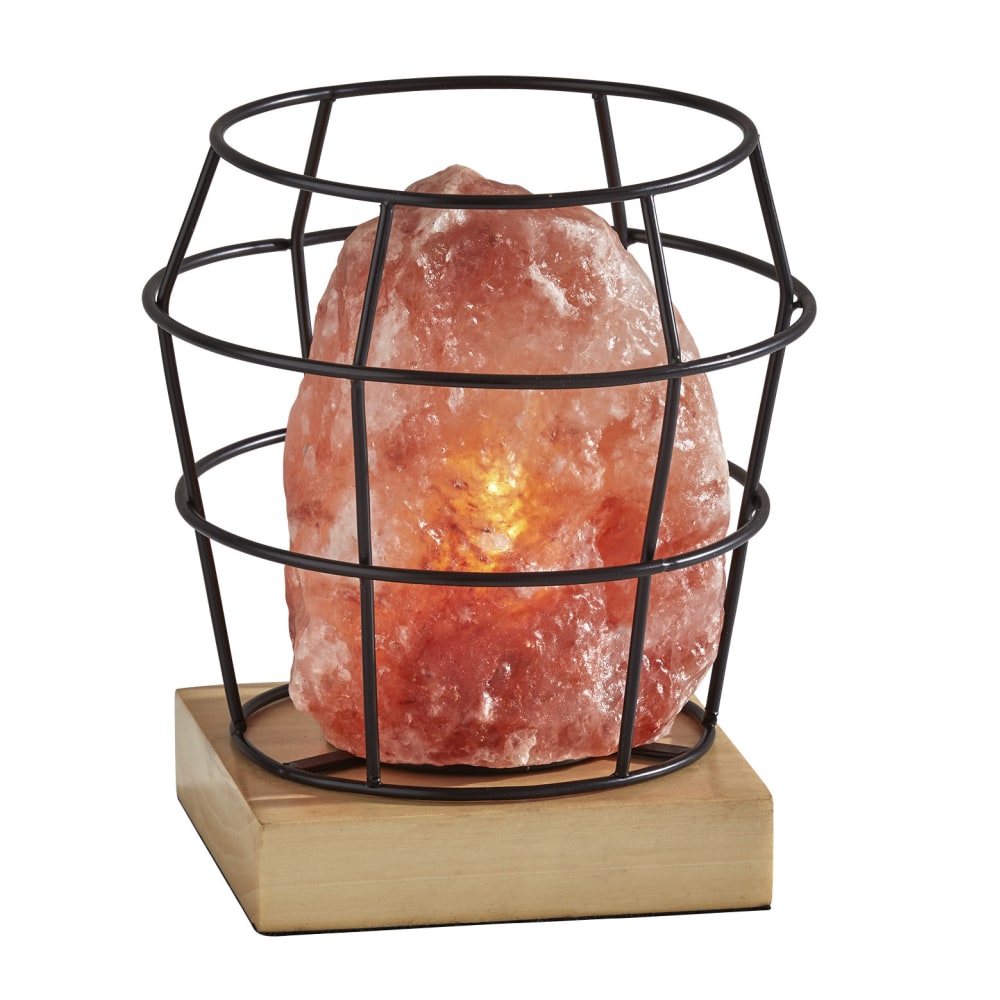 Adesso Simplee Faith Himalayan Salt Table Lamp, 8inH, Black Shade/Natural Base
