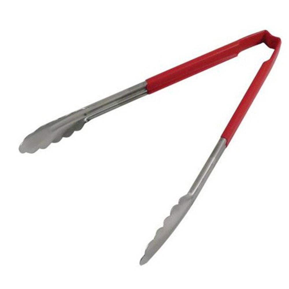 Vollrath 12in Tongs With Antimicrobial Protection, Red