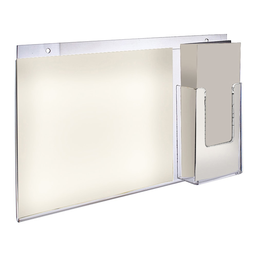Azar Displays Wall-Mount Brochure Holders With Trifold Pockets, 8-1/2inH x 16inW x 1-1/4inD, Clear, Pack Of 2 Holders