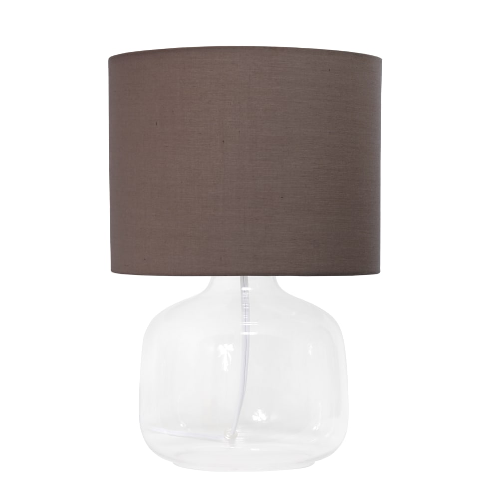 Simple Designs Glass Table Lamp, 13-3/4inH, Gray Shade/Clear Base