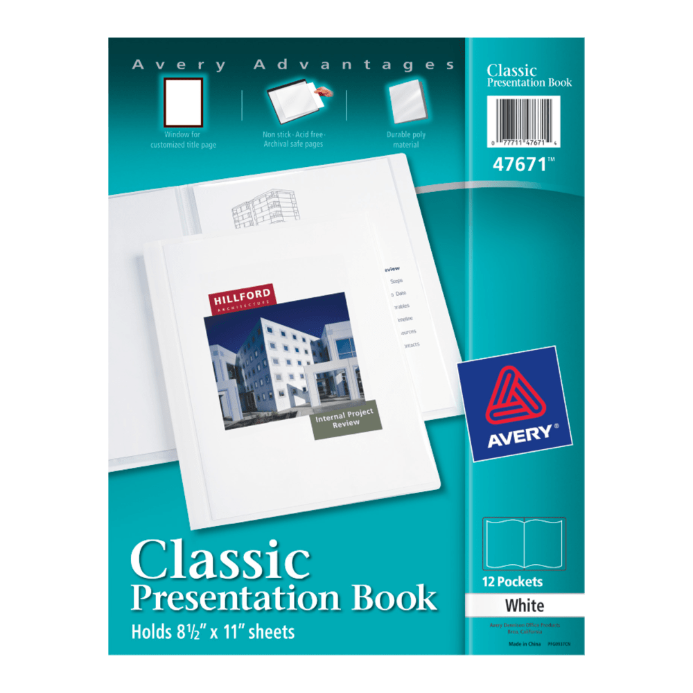 Avery Classic Presentation Book, 1in Round Rings, White