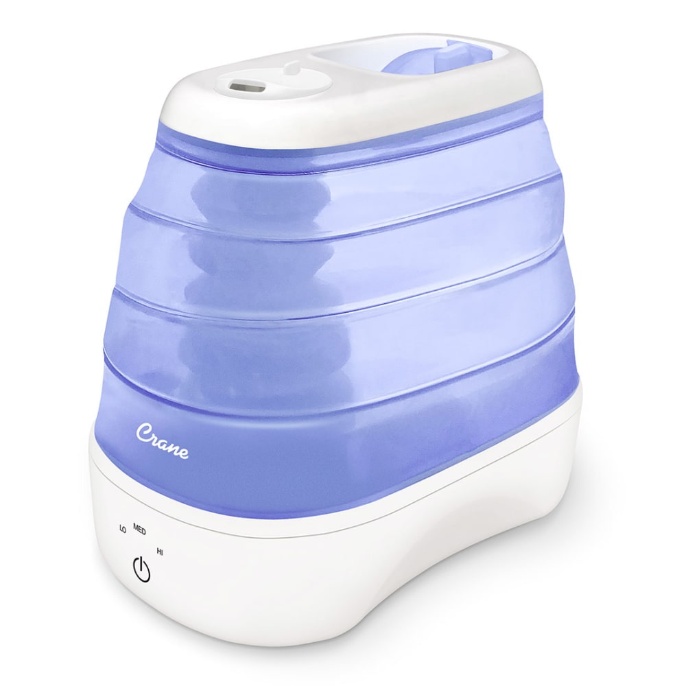 Crane Cool Mist Collapsible Humidifier, 12-1/2inH x 9-1/2inW x 7-1/2inD, Blue/White