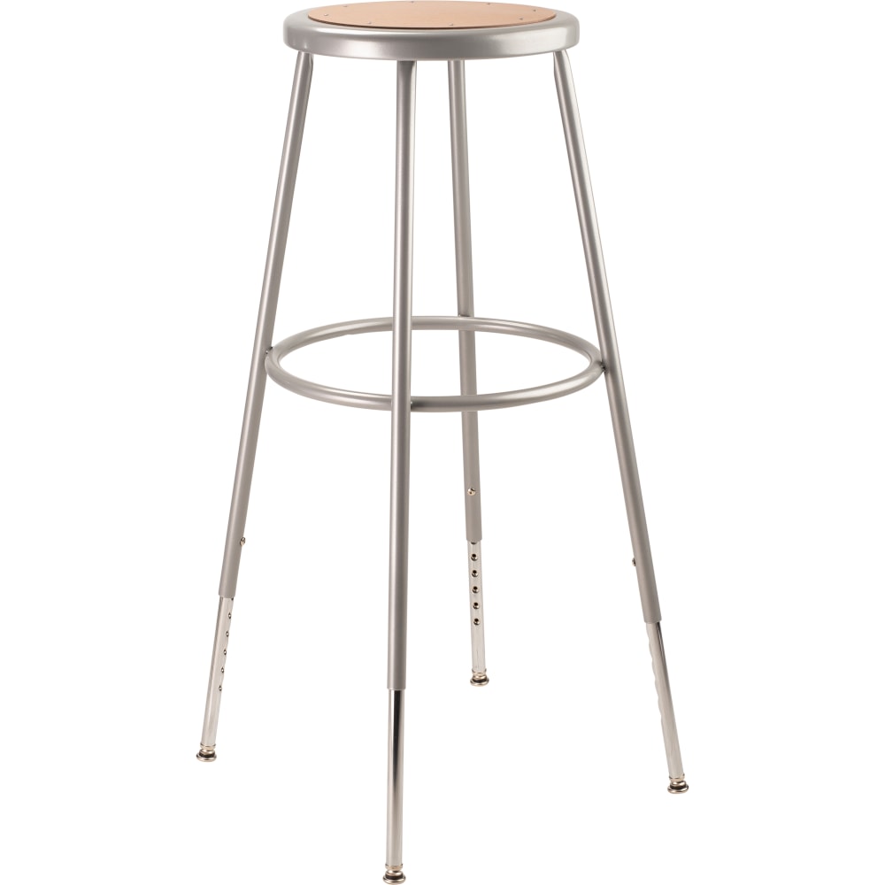 National Public Seating Adjustable Hardboard Stool, 31 1/2 - 38 1/2inH, Gray