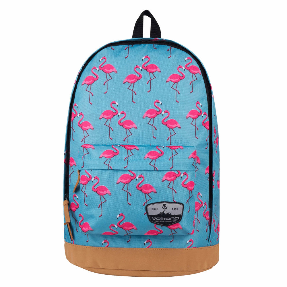 Volkano Suede Series Flamingo Backpack With 15.6in Laptop Pocket, Aqua/Pink Flamingo