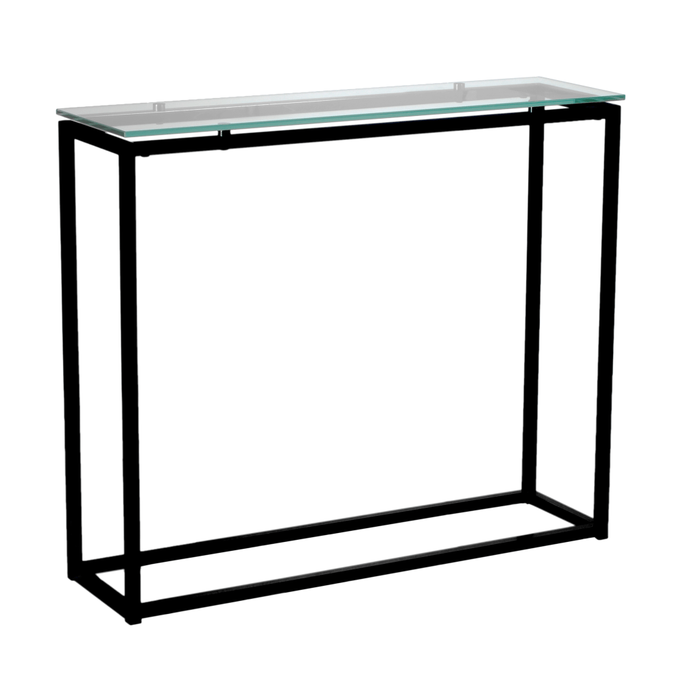 Eurostyle Sandor Console Table, 30-1/3inH x 35-4/5inW x 10inD, Black/Clear