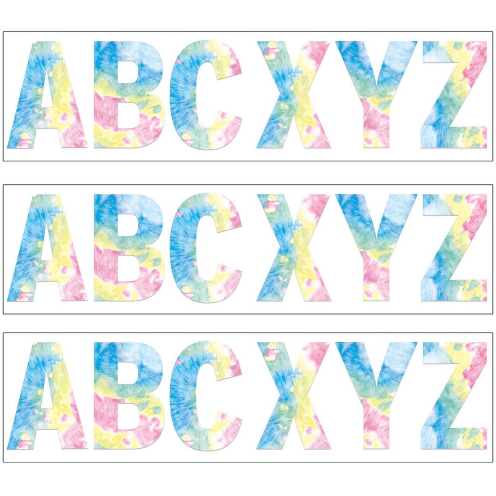 Eureka 7in Deco Letters, Fluorescent Tie-Dye, 129 Letters Per Pack, Set Of 3 Packs