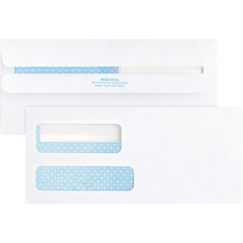 Business Source No. 9 Double Window Invoice Envelopes - Double Window - #9 - 8 7/8in Width x 3 7/8in Length - 24 lb - Self-sealing - 500 / Box - White