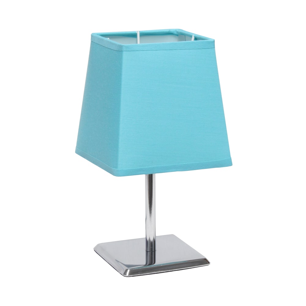 Simple Designs Mini Chrome Table Lamp With Empire Shade, 9-3/4inH, Blue Shade/Chrome Base
