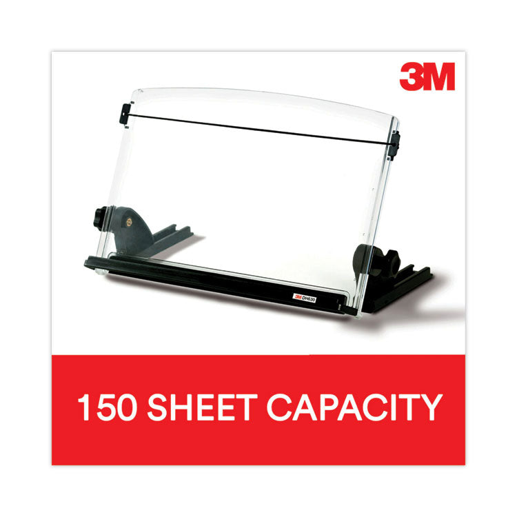 In-Line Adjustable Desktop Copyholder,150 Sheet Capacity, Plastic, Black/clear