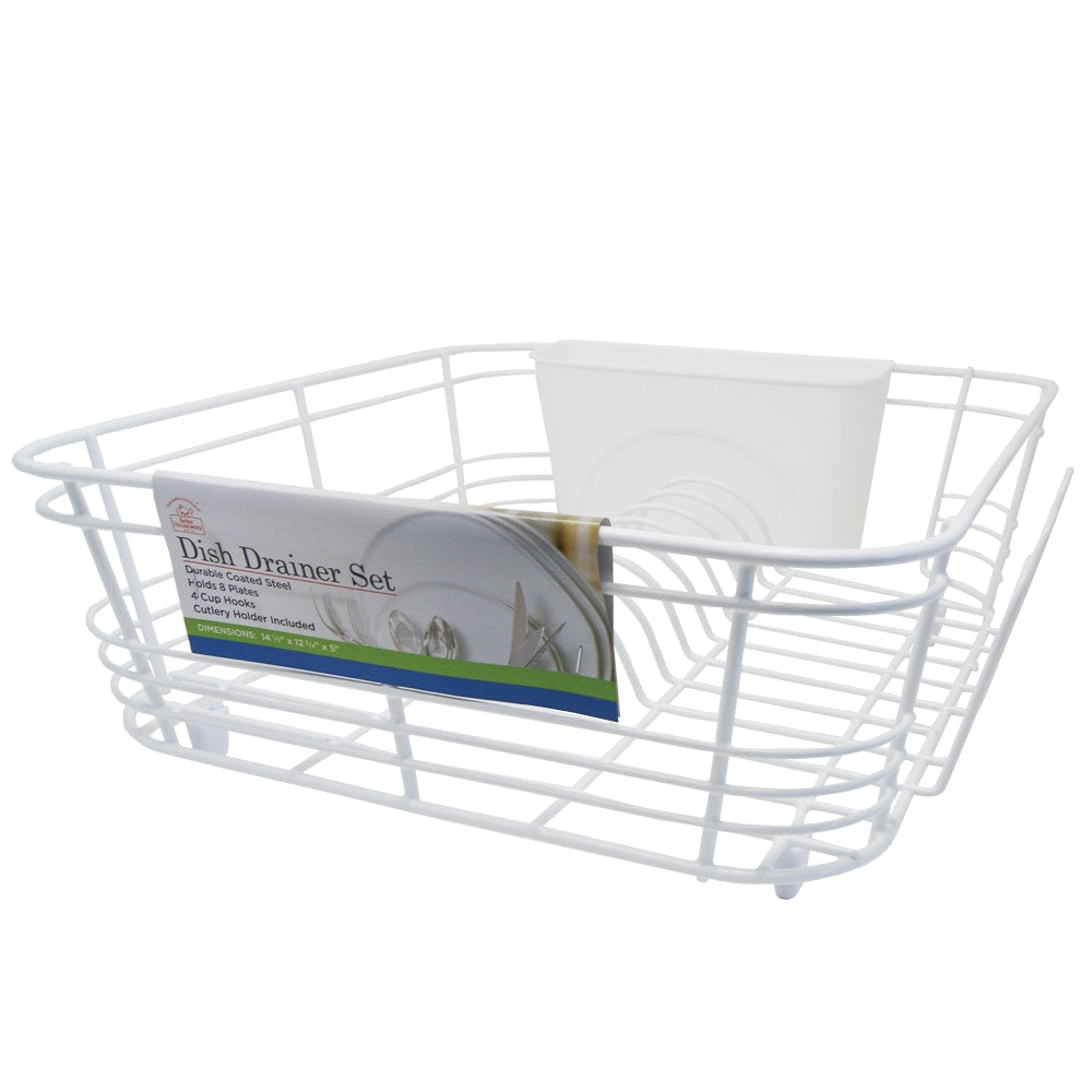 Better Houseware 2-Piece Dish Drainer, 5inH x 13inW x 14-1/2inD, White