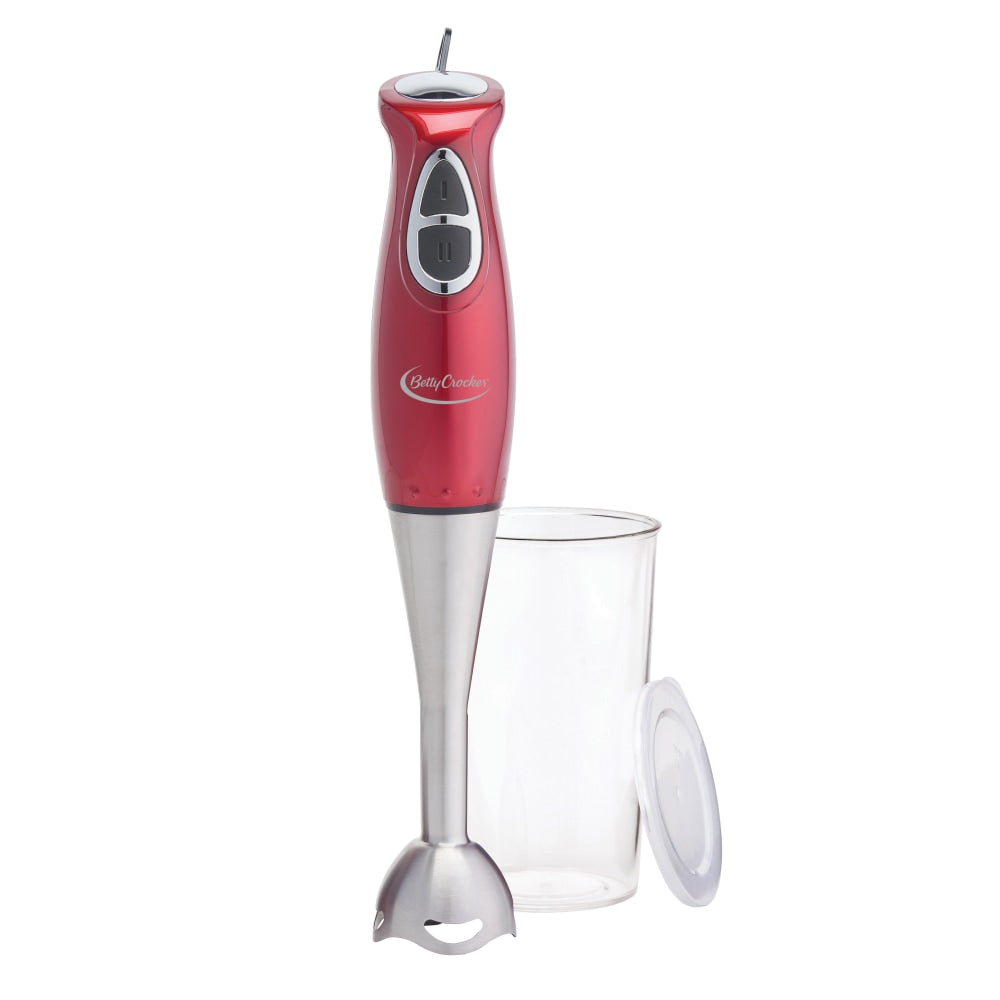 Betty Crocker 2-Speed Hand Blender With Mixing Beaker, 20.28 Oz, Red