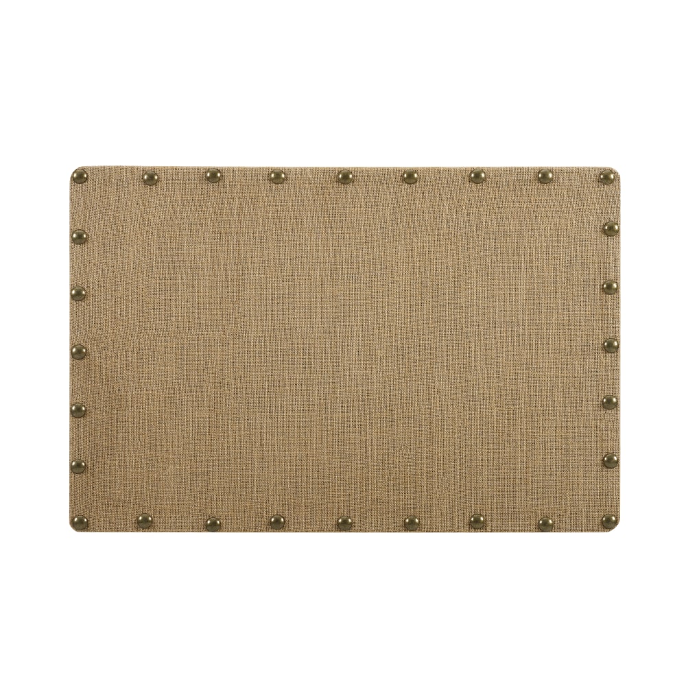 Linon Burke Burlap Nailhead Home Office Corkboard, 24in x 36in, Brown/Antique Bronze